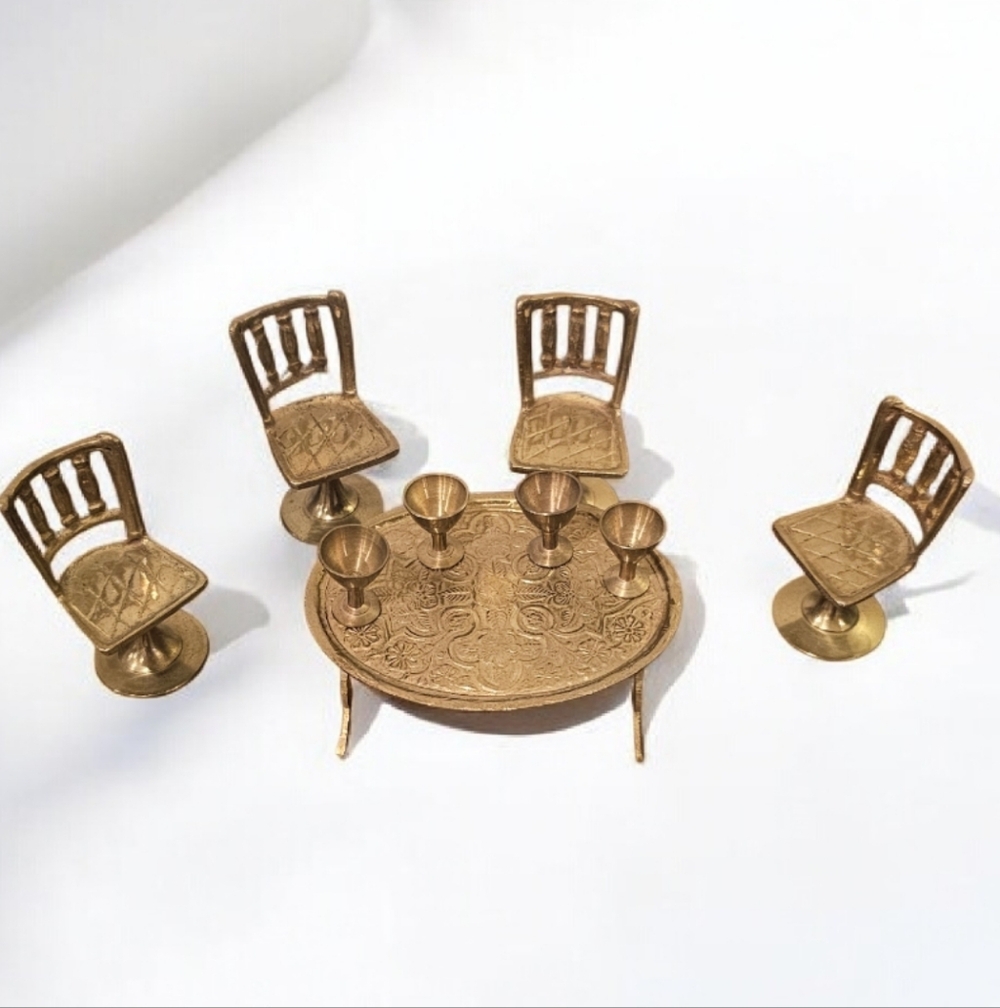 VINTAGE Brass Dollhouse 9 Piece Set